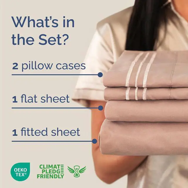Alt view image 2 of 7 - Queen Size 4 Piece Sheet Set - Comfy Breathable & Cooling Sheets - Hotel Luxury Bed Sheets for Women & Men - Deep Pockets, Easy-Fit, Extra Soft and Wrinkle Free Sheets - Mauve Oeko-Tex Bed Sheet Set