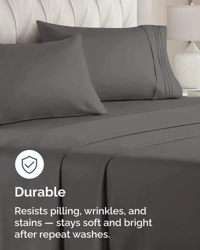 Alt view image 4 of 7 - King Standard Pillow Cases Set of 8 - Ultra Soft Hotel Quality Pillowcase Covers - Cozy & Wrinkle Free - Shrink, Stain and Fade Resistant - Machine Washable Pillow Protectors - 8 Piece Set - Charcoal