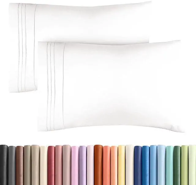 Main image of King Pillow Cases Set of 2 - Ultra Soft Hotel Quality Pillowcase Covers - Comfy, Cozy & Wrinkle Free - Shrinkage and Fade Resistant - Machine Washable Pillow Protectors - 2 Piece Set - Antique White