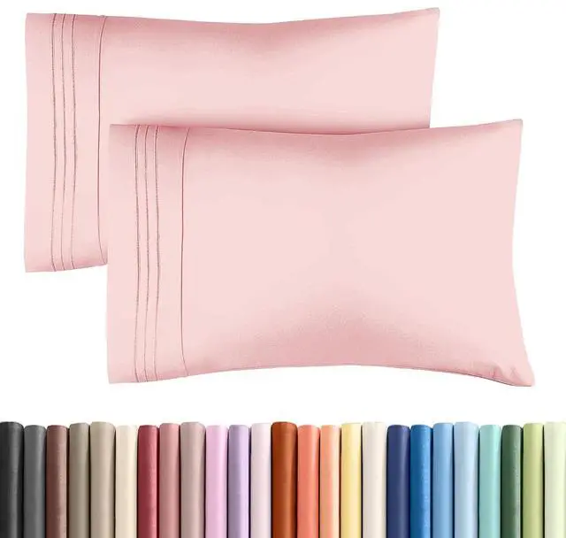 Main image of Queen Pillow Cases Set of 2 - Ultra Soft Hotel Quality Pillowcase Covers - Comfy, Cozy & Wrinkle Free - Shrinkage, Stain & Fade Resistant - Machine Washable Pillow Protectors - 2 Piece Set - Baby Pink