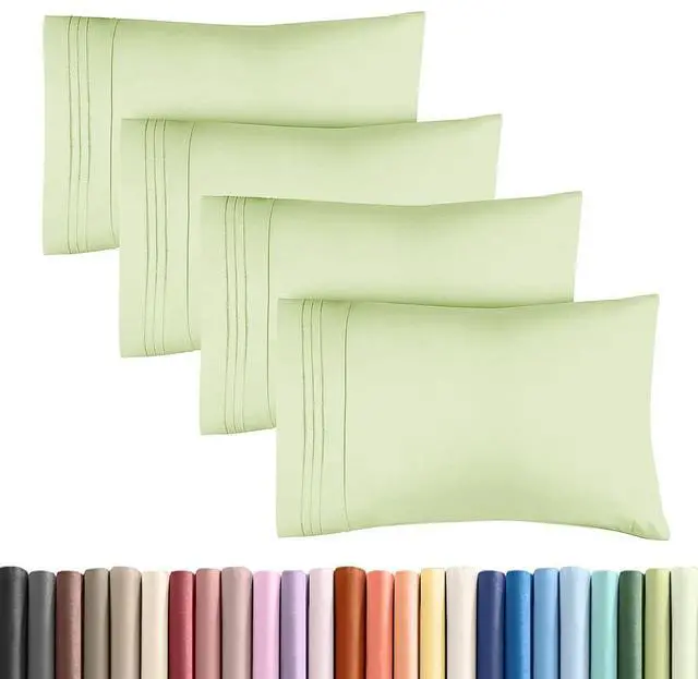 Main image of King Standard Pillow Cases Set of 4 - Soft Hotel Quality Pillowcase Covers - Comfy Bedding for Women, Men, Kids & Teens - Machine Washable Pillow Protectors - 4 Piece - King Standard Light Sage Green