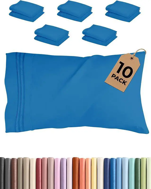 Main image of Standard Pillow Cases Set of 10 - Ultra Soft Hotel Quality Pillowcase Covers - Comfy & Wrinkle Free - Shrink, Stain and Fade Resistant - Machine Washable Pillow Protectors - 10 Piece Set - Royal Blue