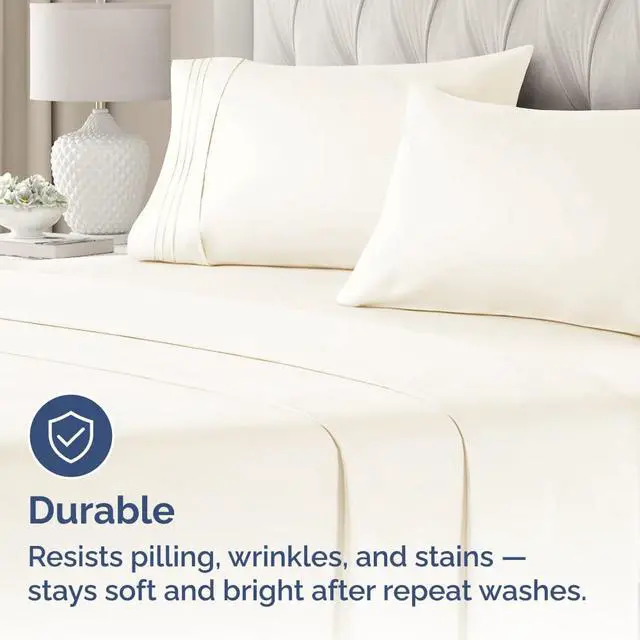 Alt view image 4 of 7 - Queen Pillow Cases Set of 4 - Ultra Soft Hotel Quality Pillowcase Covers - Comfy, Cozy & Wrinkle Free - Shrinkage, Stain & Fade Resistant - Machine Washable Pillow Protectors - 4 Piece Set - Off White