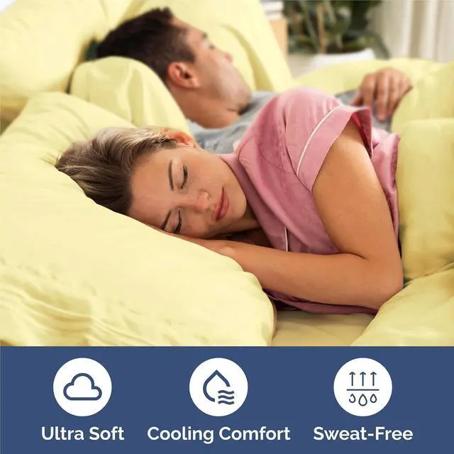 Alt view image 4 of 7 - King Size 4 Piece Sheet Set - Comfy Breathable & Cooling Sheets - Hotel Luxury Bed Sheets for Women & Men - Deep Pockets, Easy-Fit, Extra Soft and Wrinkle Free Sheets - Yellow Oeko-Tex Bed Sheet Set