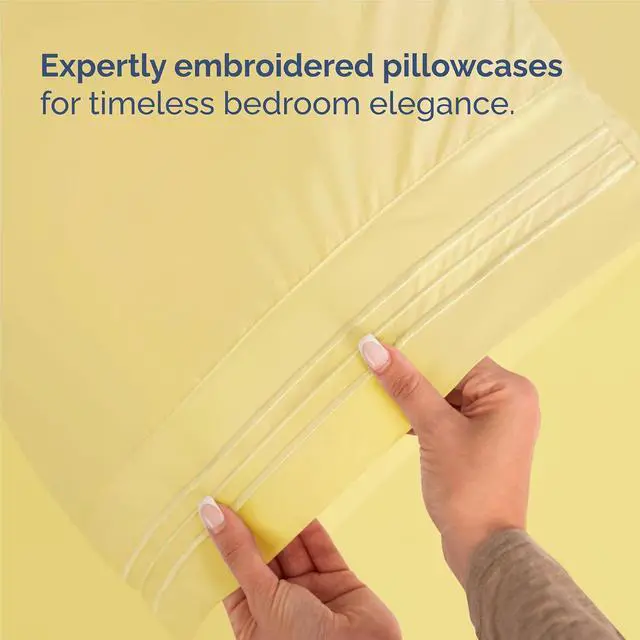 Alt view image 6 of 7 - King Size 4 Piece Sheet Set - Comfy Breathable & Cooling Sheets - Hotel Luxury Bed Sheets for Women & Men - Deep Pockets, Easy-Fit, Extra Soft and Wrinkle Free Sheets - Yellow Oeko-Tex Bed Sheet Set