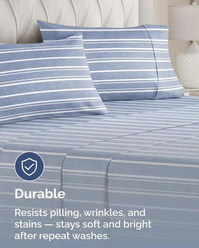 Alt view image 4 of 7 - King Standard Pillow Cases Set of 8 - Ultra Soft Hotel Quality Pillowcase Covers - Cozy & Wrinkle Free - Stain & Fade Resistant - Soft, Machine Washable Pillow Protectors - 8 Piece Set - Blue Stripes