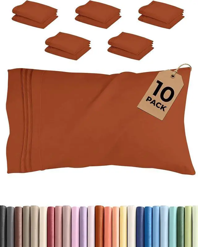 Main image of King Pillow Cases Set of 10 - Ultra Soft Hotel Quality Pillowcase Covers - Comfy & Wrinkle Free - Shrink, Stain & Fade Resistant - Soft, Machine Washable Pillow Protectors - 10 Piece Set - Terracotta
