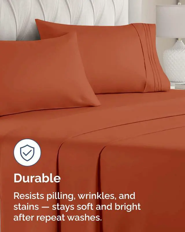 Alt view image 4 of 7 - King Pillow Cases Set of 10 - Ultra Soft Hotel Quality Pillowcase Covers - Comfy & Wrinkle Free - Shrink, Stain & Fade Resistant - Soft, Machine Washable Pillow Protectors - 10 Piece Set - Terracotta