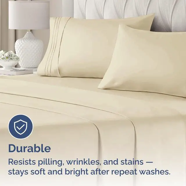 Alt view image 4 of 7 - Queen Pillow Cases Set of 4 - Ultra Soft Hotel Quality Pillowcase Covers - Comfy, Cozy & Wrinkle Free - Shrinkage, Stain and Fade Resistant - Machine Washable Pillow Protectors - 4 Piece Set - Cream