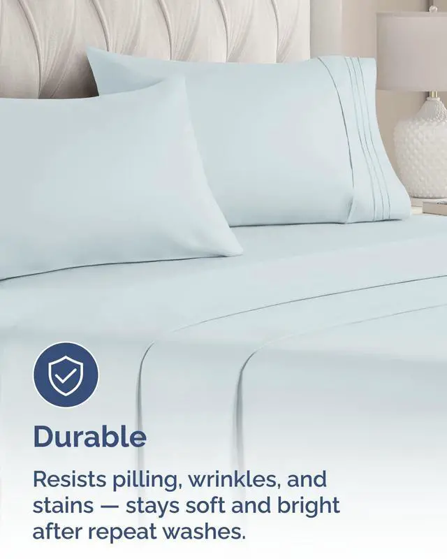 Alt view image 4 of 7 - King Standard Pillow Cases Set of 6 - Ultra Soft Hotel Quality Pillowcase Covers - Cozy & Wrinkle Free - Shrink, Stain and Fade Resistant - Machine Washable Pillow Protectors - 6 Piece Set - Sky Blue