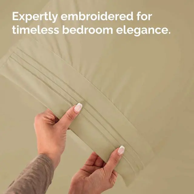 Alt view image 6 of 7 - Standard Pillow Cases Set of 2 - Ultra-Soft Hotel Quality Pillowcase Covers - Comfy & Wrinkle Free - Stain and Fade Resistant - Machine Washable Pillow Protectors - 2 Piece Set - Standard Size Beige