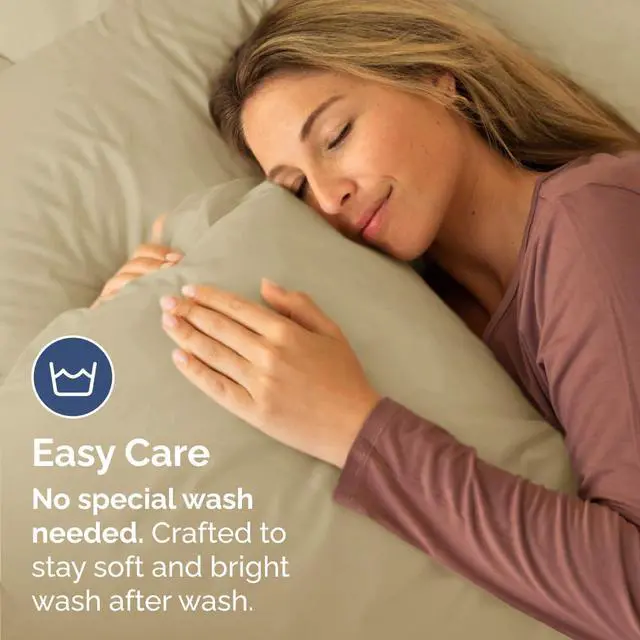 Alt view image 5 of 7 - Standard Pillow Cases Set of 2 - Ultra-Soft Hotel Quality Pillowcase Covers - Comfy & Wrinkle Free - Stain and Fade Resistant - Machine Washable Pillow Protectors - 2 Piece Set - Standard Size Beige