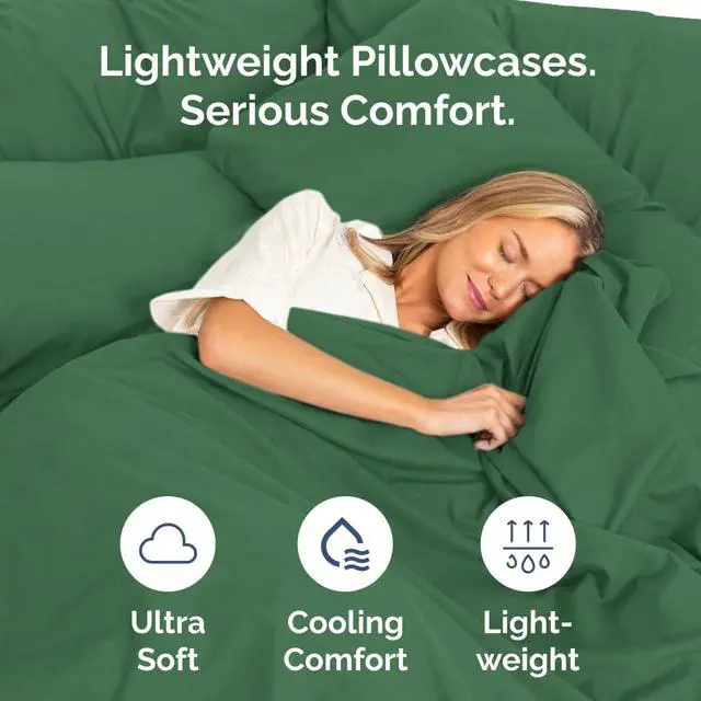 Alt view image 3 of 7 - Queen Pillow Cases Set of 8 - Ultra Soft Hotel Quality Pillowcase Covers - Comfy & Wrinkle Free - Shrink & Fade Resistant - Easy-Care, Machine Washable Pillow Protectors - 8 Piece Set - Emerald Green