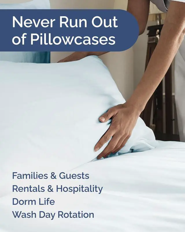 Alt view image 5 of 7 - King Standard Pillow Cases Set of 6 - Ultra Soft Hotel Quality Pillowcase Covers - Cozy & Wrinkle Free - Shrink, Stain and Fade Resistant - Machine Washable Pillow Protectors - 6 Piece Set - Sky Blue