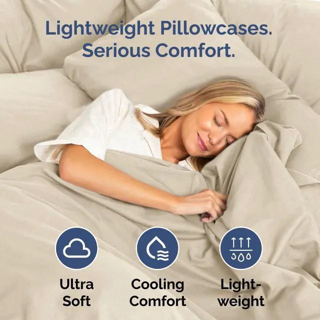 Alt view image 3 of 7 - Queen Pillow Cases Set of 2 - Ultra Soft Hotel Quality Pillowcase Covers - Comfy, Cozy & Wrinkle Free - Shrinkage, Stain and Fade Resistant - Machine Washable Pillow Protectors - 2 Piece Set - Wheat