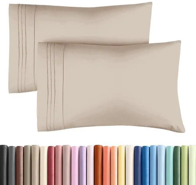 Main image of Queen Pillow Cases Set of 2 - Ultra Soft Hotel Quality Pillowcase Covers - Comfy, Cozy & Wrinkle Free - Shrinkage, Stain and Fade Resistant - Machine Washable Pillow Protectors - 2 Piece Set - Wheat
