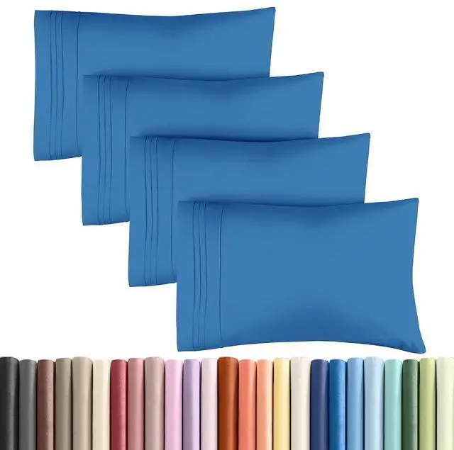 Main image of Queen Pillow Cases Set of 4 - Ultra Soft Hotel Quality Pillowcase Covers - Comfy, Cozy & Wrinkle Free - Shrink, Stain & Fade Resistant - Machine Washable Pillow Protectors - 4 Piece Set - Royal Blue