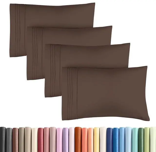 Main image of King Standard Pillow Cases Set of 4 - Soft Hotel Quality Pillowcase Covers - Comfy Bedding for Women, Men, Kids & Teens - Machine Washable Pillow Protectors - 4 Piece Set - King Standard Size Brown