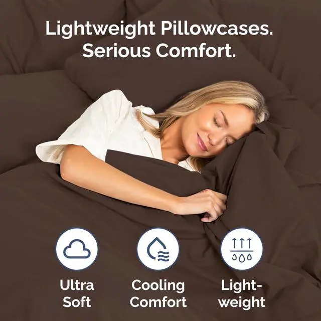 Alt view image 3 of 7 - King Standard Pillow Cases Set of 4 - Soft Hotel Quality Pillowcase Covers - Comfy Bedding for Women, Men, Kids & Teens - Machine Washable Pillow Protectors - 4 Piece Set - King Standard Size Brown