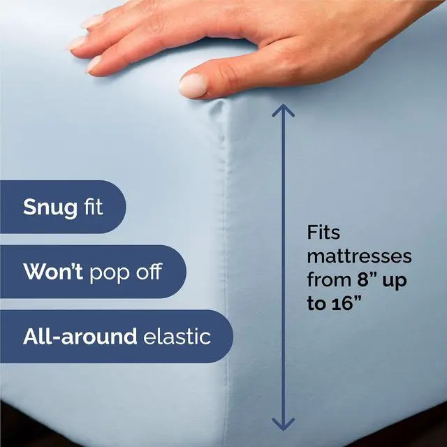 Alt view image 3 of 7 - King Size 4 Piece Sheet Set - Comfy Breathable & Cooling Sheets - Hotel Luxury Bed Sheets for Women & Men - Deep Pockets, Easy-Fit, Extra Soft & Wrinkle Free Sheets - Sky Blue Oeko-Tex Bed Sheet Set