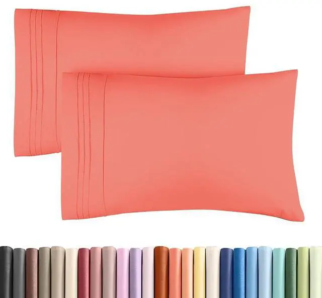 Main image of King Standard Pillow Cases Set of 2 - Ultra-Soft Hotel Quality Pillowcase Covers - Comfy, Cozy & Fade Free - Wrinkle Resistant - Machine Washable Pillow Protectors - 2 Piece Set - Coral
