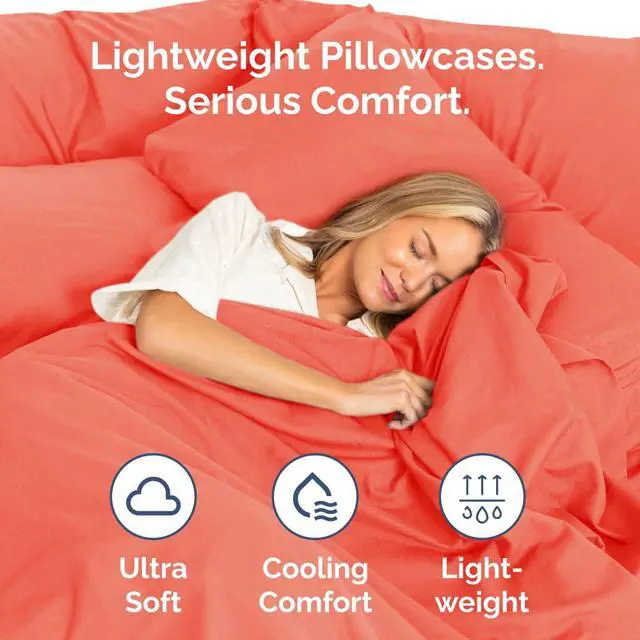 Alt view image 3 of 7 - Body Pillowcases Set of 4-20x54 Long Body Pillow Case - Soft Body Pillow Cover for Sleeping & Side Sleepers - Comfy, Cozy Breathable & Fade Free - Machine Washable w/Envelope Enclosure - (Coral)