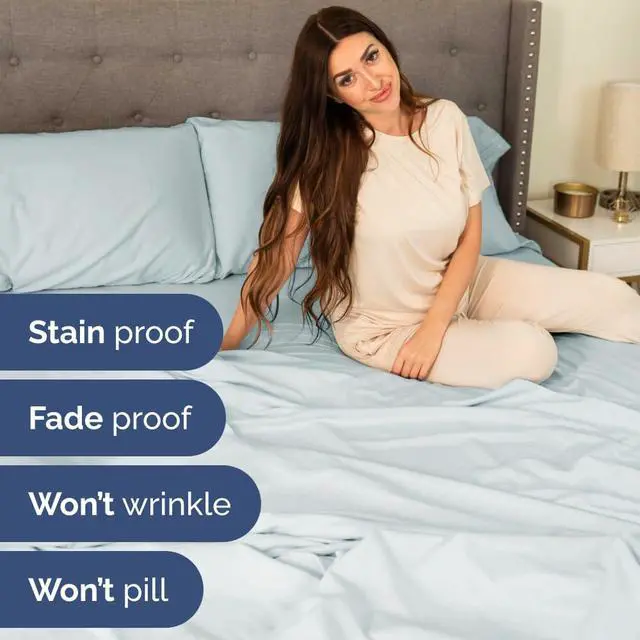 Alt view image 6 of 7 - Flex Top Split Head King 4 Piece Sheet Set - Soft, Breathable & Cooling Bed Sheets Set - Hotel Luxury Bedding for Women & Men with Deep Pockets - Wrinkle Free & Fade Resistant - Oeko-Tex - Ice Blue