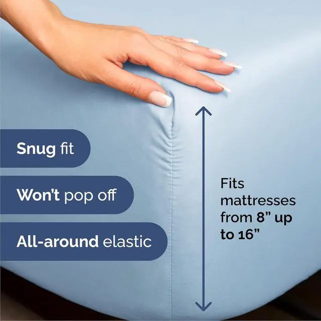 Alt view image 3 of 7 - Cal King Size 4 Piece Sheet Set - Comfy Breathable & Cooling Sheets - Hotel Luxury Bed Sheets for Women & Men - Deep Pockets, Easy-Fit, Soft & Wrinkle Free Sheets - Light Blue Oeko-Tex Bed Sheet Set