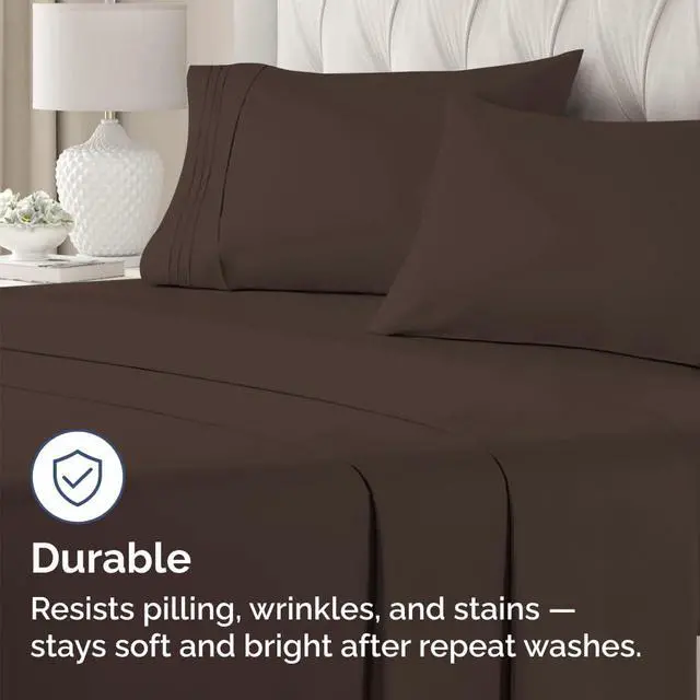Alt view image 4 of 7 - King Standard Pillow Cases Set of 4 - Soft Hotel Quality Pillowcase Covers - Comfy Bedding for Women, Men, Kids & Teens - Machine Washable Pillow Protectors - 4 Piece Set - King Standard Size Brown