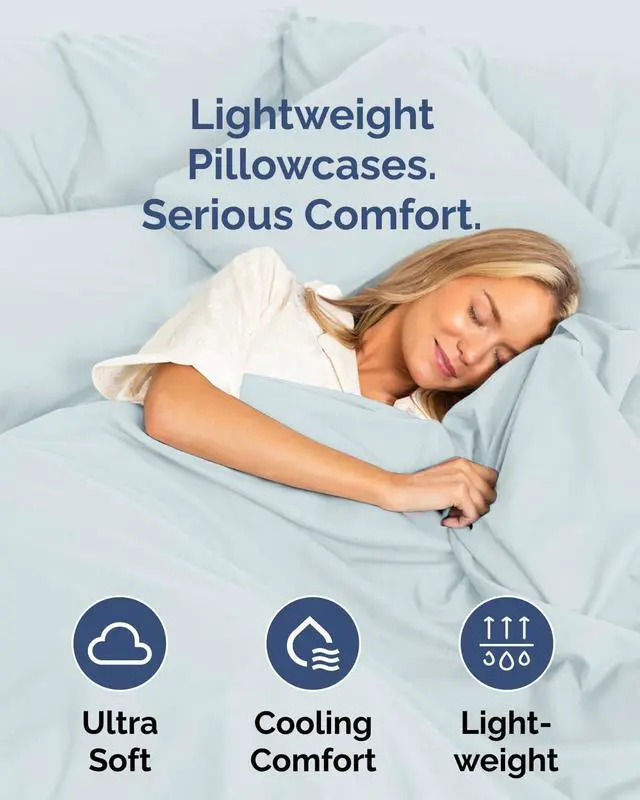 Alt view image 3 of 7 - King Standard Pillow Cases Set of 8 - Ultra Soft Hotel Quality Pillowcase Covers - Cozy & Wrinkle Free - Shrink, Stain and Fade Resistant - Machine Washable Pillow Protectors - 8 Piece Set - Sky Blue