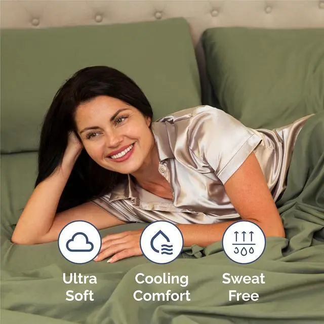Alt view image 4 of 7 - King Size 4 Piece Sheet Set - Comfy Breathable & Cooling Sheets - Hotel Luxury Bed Sheets for Women and Men - Deep Pockets, Easy-Fit, Soft and Wrinkle Free Sheets - Sage Green Oeko-Tex Bed Sheet Set