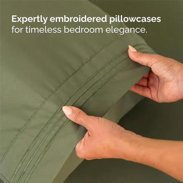 Alt view image 6 of 7 - King Size 4 Piece Sheet Set - Comfy Breathable & Cooling Sheets - Hotel Luxury Bed Sheets for Women and Men - Deep Pockets, Easy-Fit, Soft and Wrinkle Free Sheets - Sage Green Oeko-Tex Bed Sheet Set
