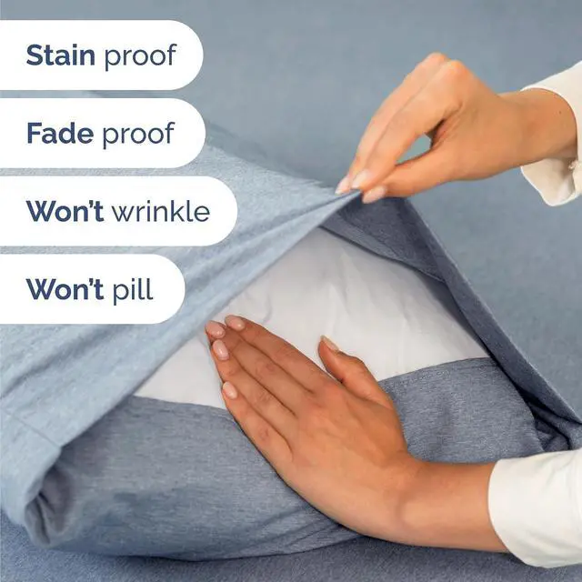 Alt view image 5 of 7 - Queen Size 4 Piece Sheet Set - Comfy Breathable & Cooling Sheets - Hotel Luxury Bed Sheets for Women & Men - Deep Pockets, Easy-Fit, Soft & Wrinkle Free Sheets - Heathered Blue Oeko-Tex Bed Sheet Set