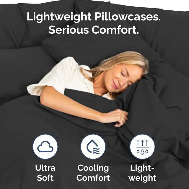 Alt view image 3 of 7 - King Pillow Cases Set of 4 - Ultra Soft Hotel Quality Pillowcase Covers - Comfy, Cozy & Wrinkle Free - Shrinkage, Stain and Fade Resistant - Machine Washable Pillow Protectors - 4 Piece Set - Black