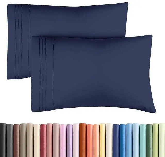 Main image of Standard Pillow Cases Set of 2 - Ultra-Soft Hotel Quality Pillowcase Covers - Comfy & Wrinkle Free - Stain & Fade Resistant - Machine Washable Pillow Protectors - 2 Piece Set - Standard Size Navy Blue