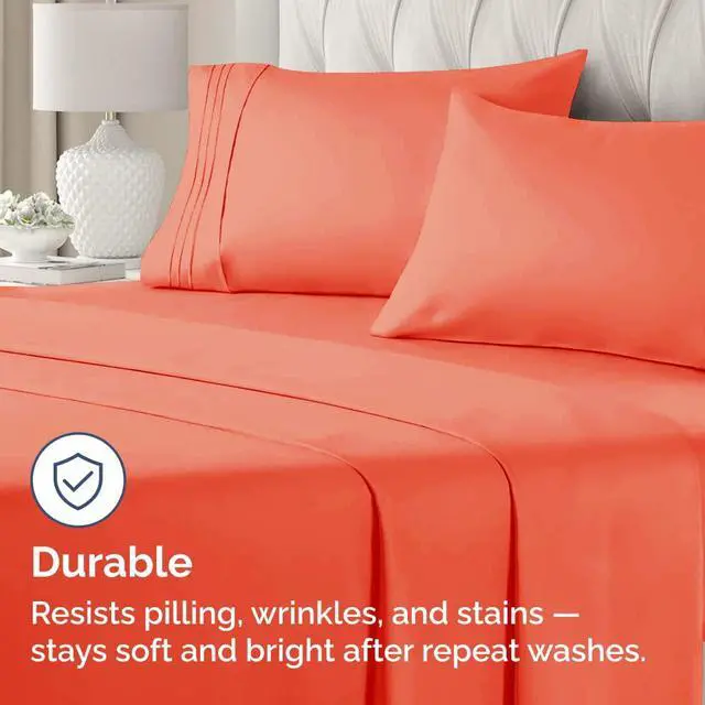 Alt view image 4 of 7 - Queen Pillow Cases Set of 2 - Ultra Soft Hotel Quality Pillowcase Covers - Comfy, Cozy & Wrinkle Free - Shrinkage, Stain and Fade Resistant - Machine Washable Pillow Protectors - 2 Piece Set - Coral