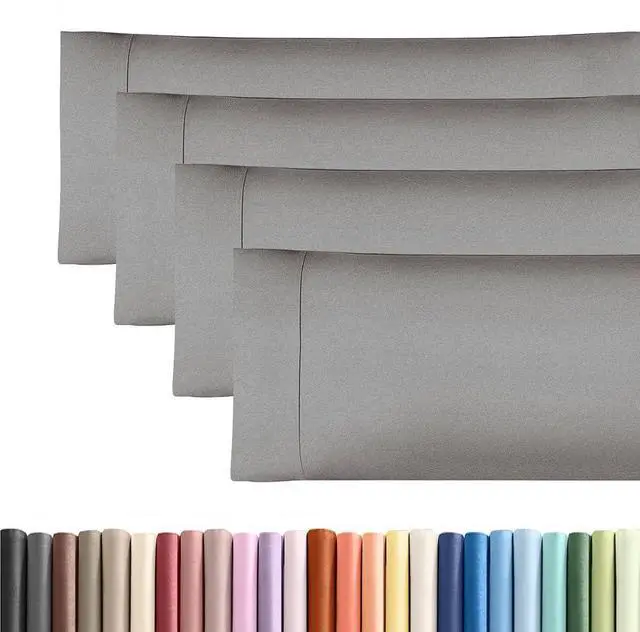 Main image of Body Pillowcases Set of 4-20x54 Long Body Pillow Case - Soft Body Pillow Cover for Sleeping & Side Sleepers - Comfy Breathable & Fade Free - Machine Washable w/Envelope Enclosure - (Heathered Grey)