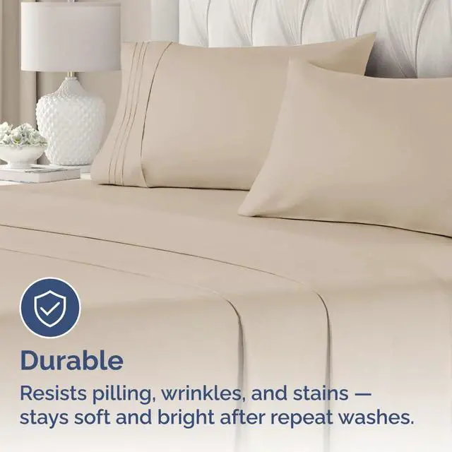 Alt view image 4 of 7 - King Standard Pillow Cases Set of 4 - Soft Hotel Quality Pillowcase Covers - Comfy Bedding for Women, Men, Kids & Teens - Machine Washable Pillow Protectors - 4 Piece Set - King Standard Size Cream