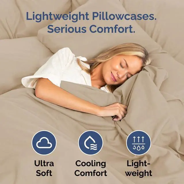Alt view image 3 of 7 - King Standard Pillow Cases Set of 4 - Soft Hotel Quality Pillowcase Covers - Comfy Bedding for Women, Men, Kids & Teens - Machine Washable Pillow Protectors - 4 Piece Set - King Standard Size Cream