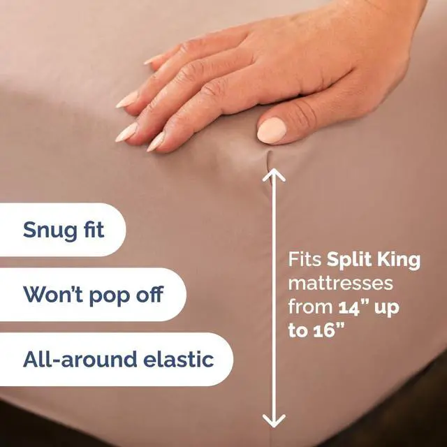 Alt view image 4 of 7 - Flex Top Split Head King 4 Piece Sheet Set - Ultra-Soft, Breathable & Cooling Bed Sheets Set - Hotel Luxury Bedding for Women & Men with Deep Pockets - Wrinkle Free & Fade Resistant - Oeko-Tex - Mauve
