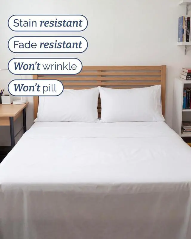 Alt view image 5 of 7 - Full XL Bed Sheet - 4 Piece Full XL Bed Sheets Set - Ultra-Soft, Comfy, Breathable & Cooling - Hotel Luxury Bedding for Women & Men with Deep Pockets - Wrinkle Free & Fade Resistant - Oeko-Tex - White