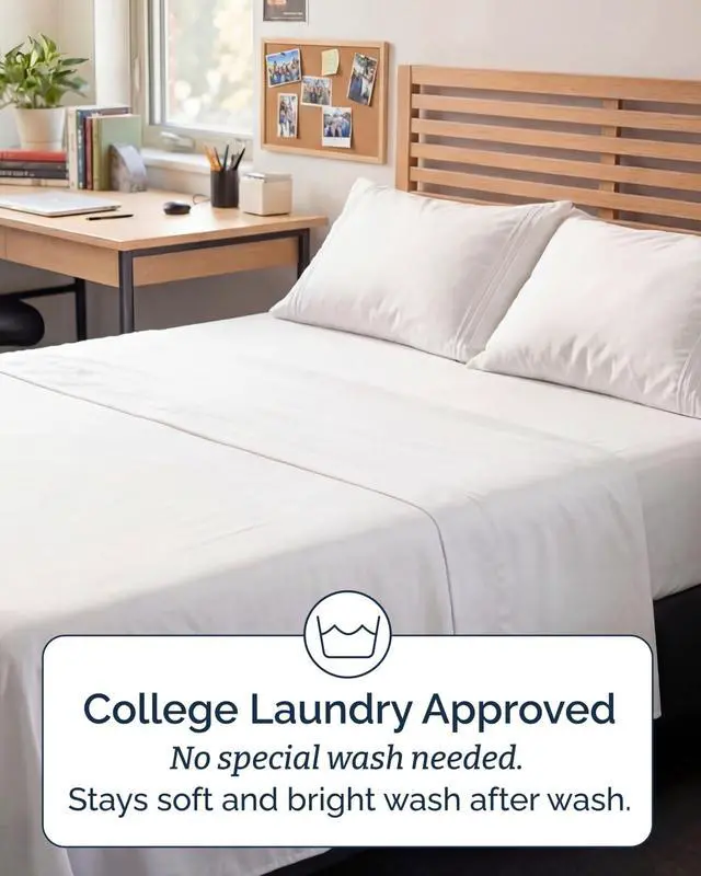 Alt view image 6 of 7 - Full XL Bed Sheet - 4 Piece Full XL Bed Sheets Set - Ultra-Soft, Comfy, Breathable & Cooling - Hotel Luxury Bedding for Women & Men with Deep Pockets - Wrinkle Free & Fade Resistant - Oeko-Tex - White