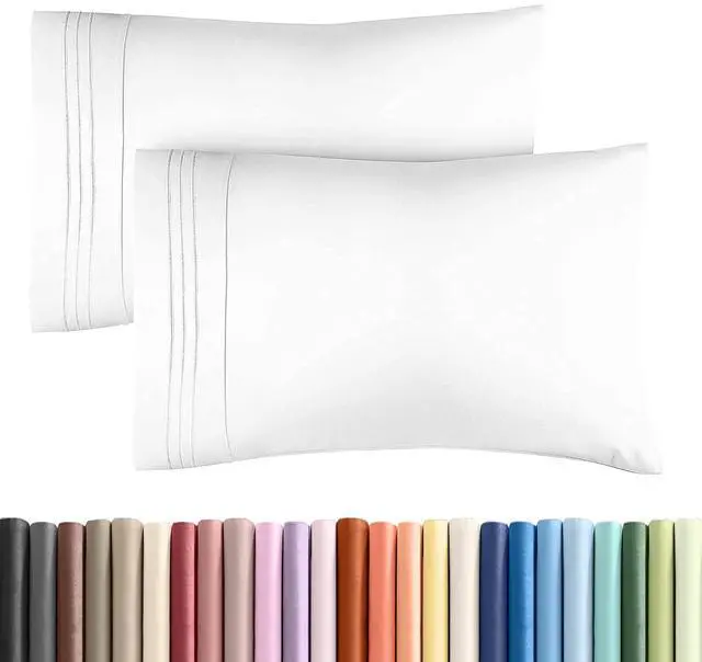 Main image of King Pillow Cases Set of 2 - Ultra Soft Hotel Quality Pillowcase Covers - Comfy, Cozy & Wrinkle Free - Shrinkage, Stain and Fade Resistant - Machine Washable Pillow Protectors - 2 Piece Set - White