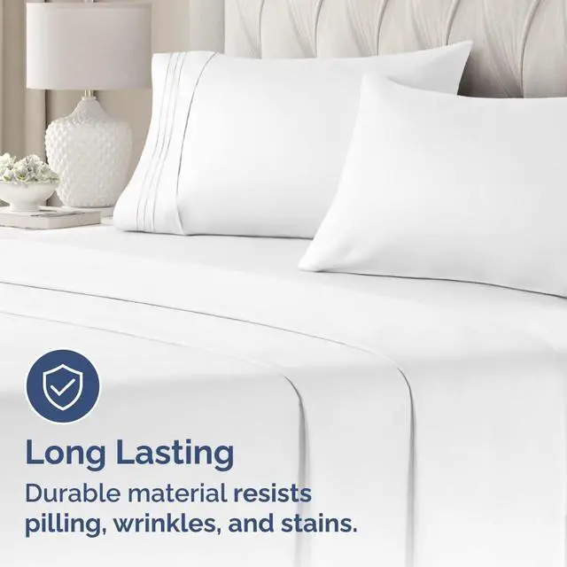 Alt view image 4 of 7 - King Pillow Cases Set of 2 - Ultra Soft Hotel Quality Pillowcase Covers - Comfy, Cozy & Wrinkle Free - Shrinkage, Stain and Fade Resistant - Machine Washable Pillow Protectors - 2 Piece Set - White