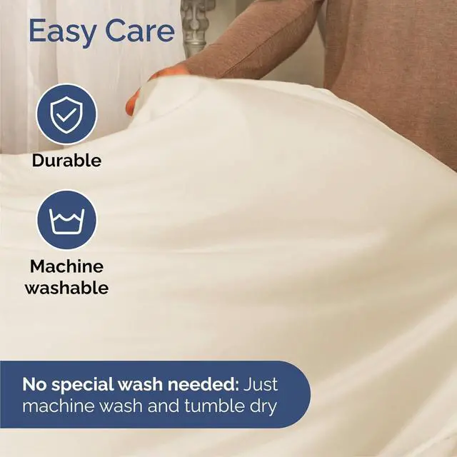 Alt view image 7 of 7 - Cal King Size 4 Piece Sheet Set - Comfy Breathable & Cooling Sheets - Hotel Luxury Bed Sheets for Women & Men - Deep Pockets, Easy-Fit, Soft & Wrinkle Free Sheets - Off White Oeko-Tex Bed Sheet Set