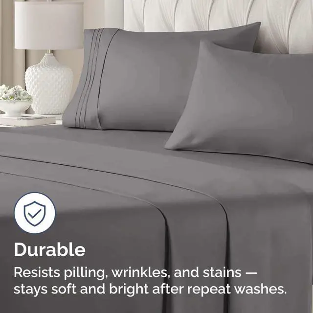 Alt view image 4 of 7 - King Pillow Cases Set of 2 - Ultra Soft Hotel Quality Pillowcase Covers - Comfy, Cozy & Wrinkle Free - Shrinkage, Stain & Fade Resistant - Machine Washable Pillow Protectors - 2 Piece Set - Dark Grey