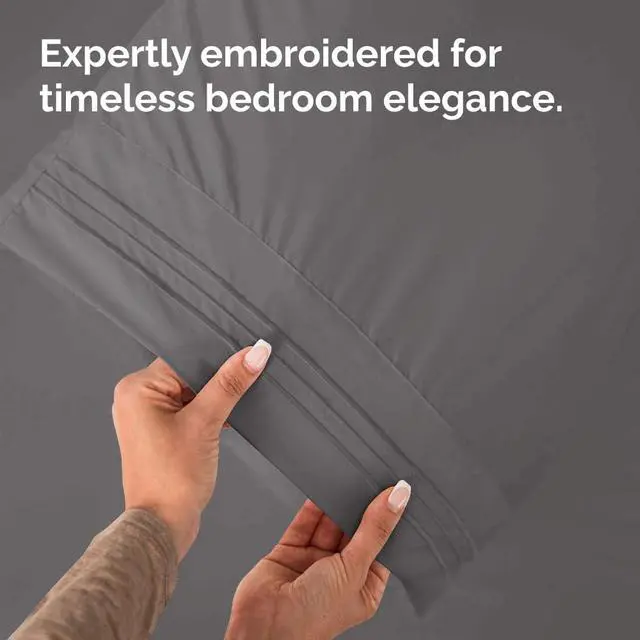 Alt view image 6 of 7 - King Pillow Cases Set of 2 - Ultra Soft Hotel Quality Pillowcase Covers - Comfy, Cozy & Wrinkle Free - Shrinkage, Stain & Fade Resistant - Machine Washable Pillow Protectors - 2 Piece Set - Dark Grey