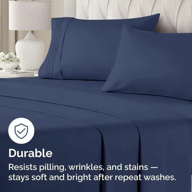 Alt view image 4 of 7 - Standard Pillow Cases Set of 2 - Ultra-Soft Hotel Quality Pillowcase Covers - Comfy & Wrinkle Free - Stain & Fade Resistant - Machine Washable Pillow Protectors - 2 Piece Set - Standard Size Navy Blue