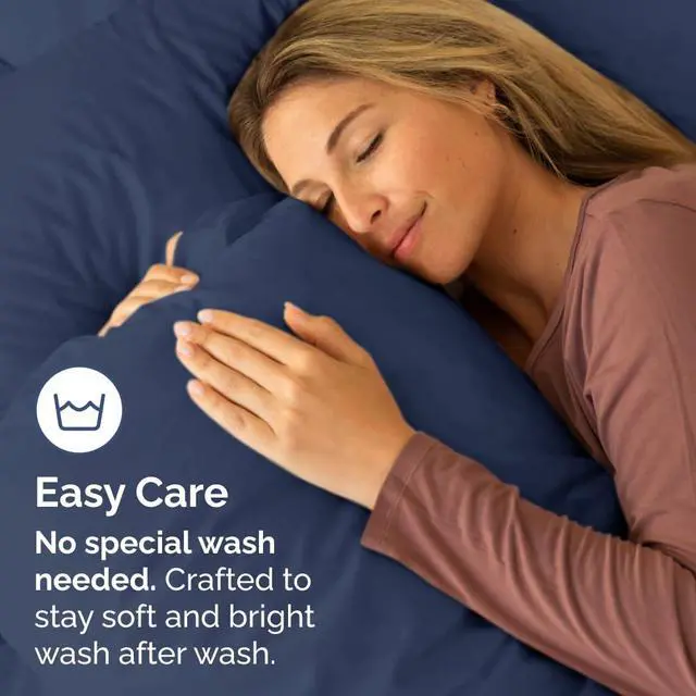 Alt view image 5 of 7 - Standard Pillow Cases Set of 2 - Ultra-Soft Hotel Quality Pillowcase Covers - Comfy & Wrinkle Free - Stain & Fade Resistant - Machine Washable Pillow Protectors - 2 Piece Set - Standard Size Navy Blue
