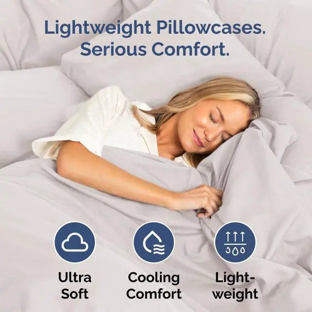 Alt view image 3 of 7 - Standard Pillow Cases Set of 2 - Soft Hotel Quality Pillowcase Covers - Comfy & Wrinkle Free - Stain and Fade Resistant - Machine Washable Pillow Protectors - 2 Piece Set - Standard Size Light Grey